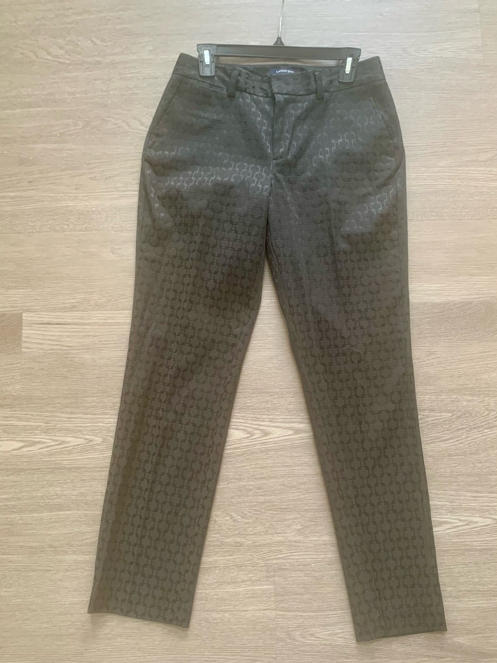 Lands' End Black Geometric Dress Pants